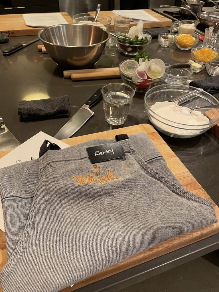 Eastside Seattle day date cooking class with apron and ingredients